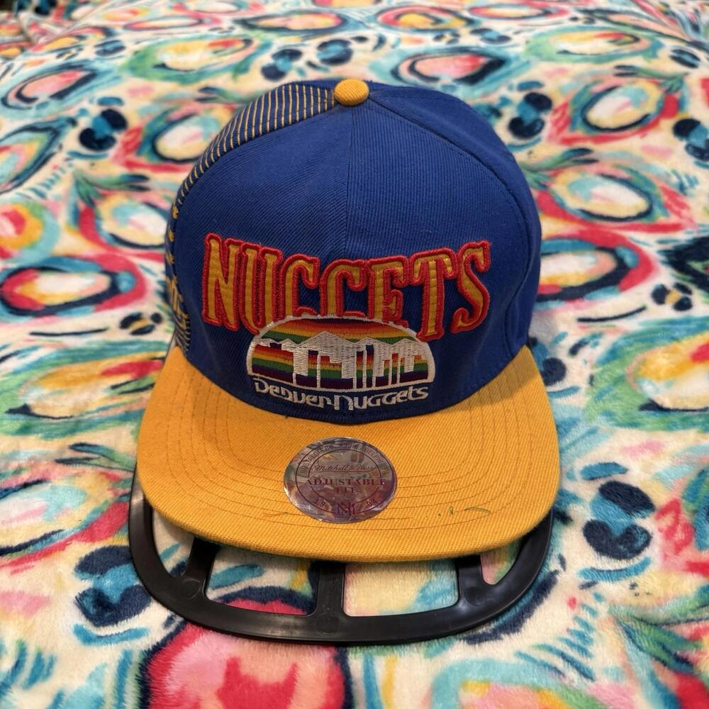 Denver Nuggets RARE Colorful Mitchell & Ness NBA‎ Snapback Hat Cap 3D Logo